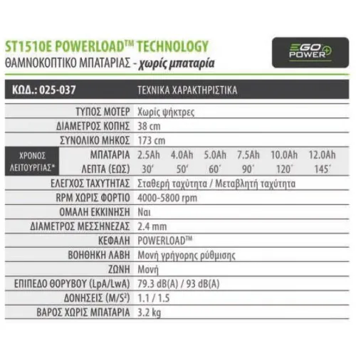 ΘΑΜΝΟΚΟΠΤΙΚΟ EgoPower+ ST1510E 