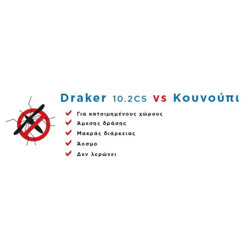 DRAKER CS 10.2 50ml (Με Μικροκάψουλα | για Κουνούπια τίγρης, Ψύλλοι, Κατσαρίδες, Μύγες, Μυρμήγκια, Βρωμούσες)