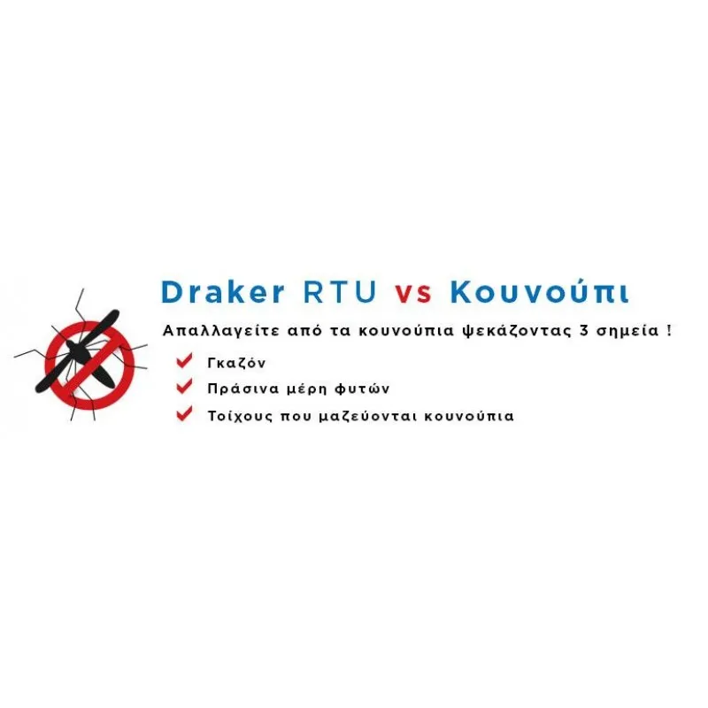 DRAKER RTU 10.2 400ml (Ετοιμόχρηστο με Μικροκάψουλα | για Κουνούπια τίγρης, Ψύλλοι, Κατσαρίδες, Μύγες, Μυρμήγκια, Βρωμούσες)