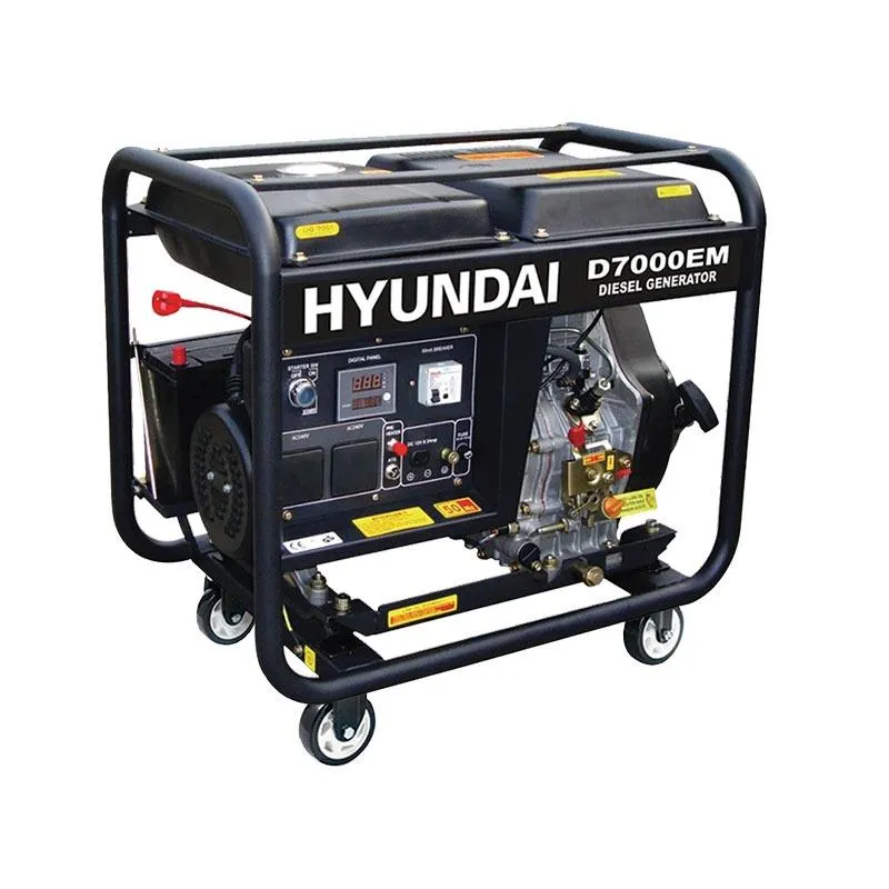 Η/Ζ ΓΕΝΝΗΤΡΙΑ HYUNDAI D7000EM (Πετρελαίου 10.0hp / 7.0kVa 220V) με Μίζα και Ρόδες