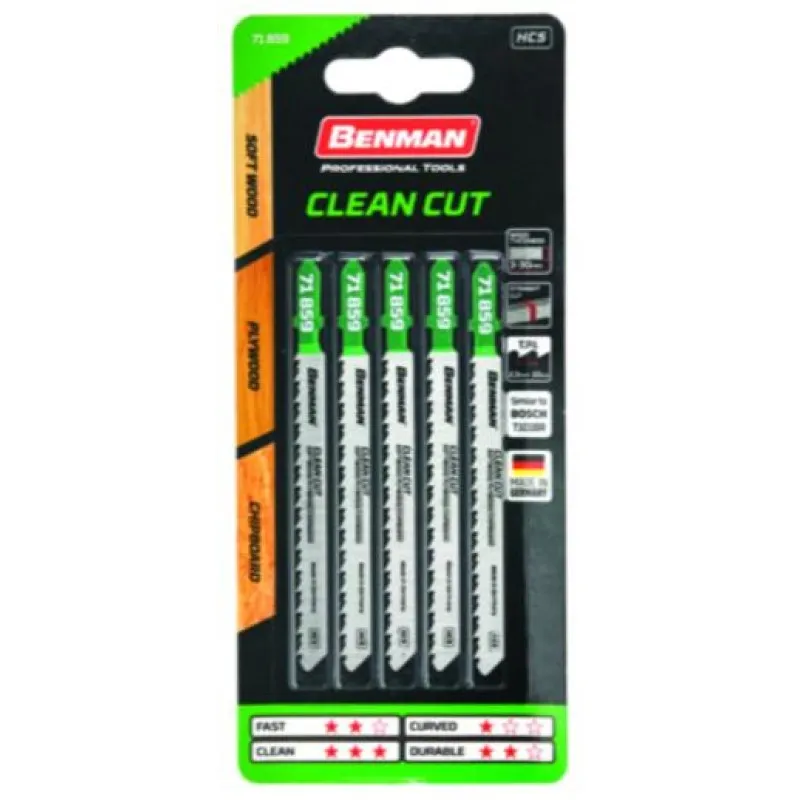 ΠΡΙΟΝΟΛΑΜΕΣ BENMAN CLEAN CUT για ΚΟΝΤΡΑ ΠΛΑΚΕ και ΝΟΒΟΠΑΝ (5τμχ) / Τ101BR, 100mm 7,8mm