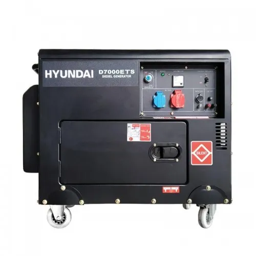 Η/Ζ ΓΕΝΝΗΤΡΙΑ HYUNDAI D7000ETS (Πετρελαίου 10.0hp / 7.0kVa 380V) Αθόρυβη, με Μίζα και Τροχούς