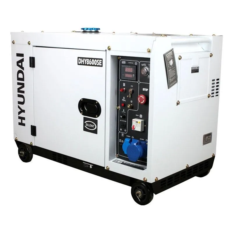 Η/Ζ ΓΕΝΝΗΤΡΙΑ HYUNDAI DHY8600SE-T (Πετρελαίου 498cc / 8kVa 220V+380V) Αθόρυβη με Μίζα και Ρόδες FullPower