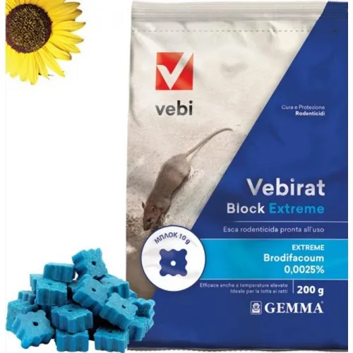 VEBIRAT BLOCK EXTREME 200gr (Ετοιμόχρηστο Δόλωμα για Ποντίκια 10gr)
